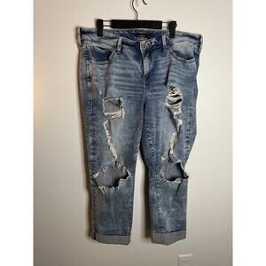 Torrid Jeans Womens 14 Crop Boyfriend Distressed Ripped Stretch Denim